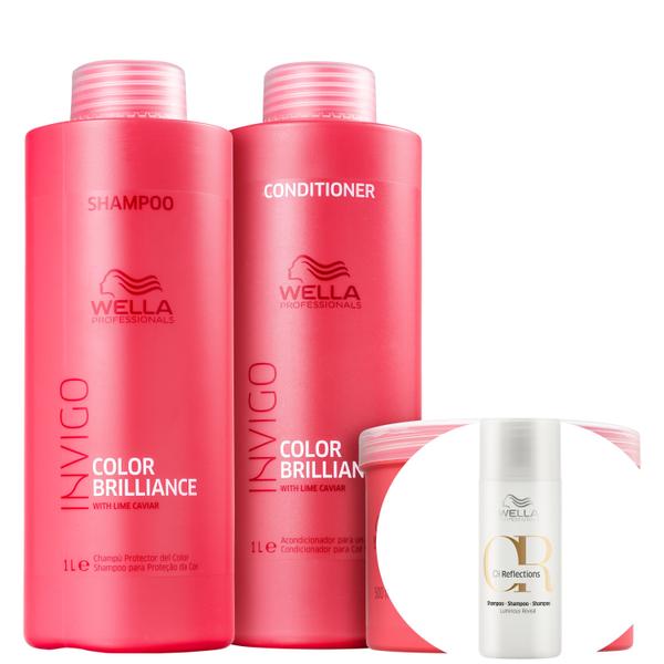 Kit Wella Invigo Color Brilliance Salon Trio+Oil Reflections Luminous Reval-Shampoo 50ml - Wella Professionals