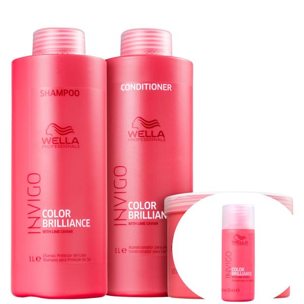 Kit Wella Invigo Color Brilliance Salon Trio (3 Produtos)+Invigo Color Brilliance-Shampoo 50ml - Wella Professionals