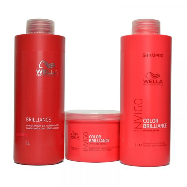 Kit Wella Invigo Color Brilliance Shampoo 1l Mascara 500ml Cond Brilliance 1l