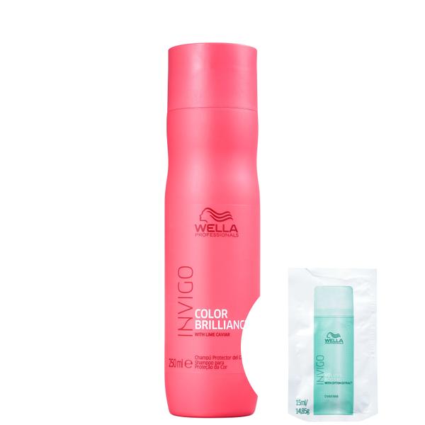 Kit Wella Invigo Color Brilliance-Shampoo 250ml+Invigo Volume Boost Crystal-Máscara Capilar 15ml - Wella Professionals