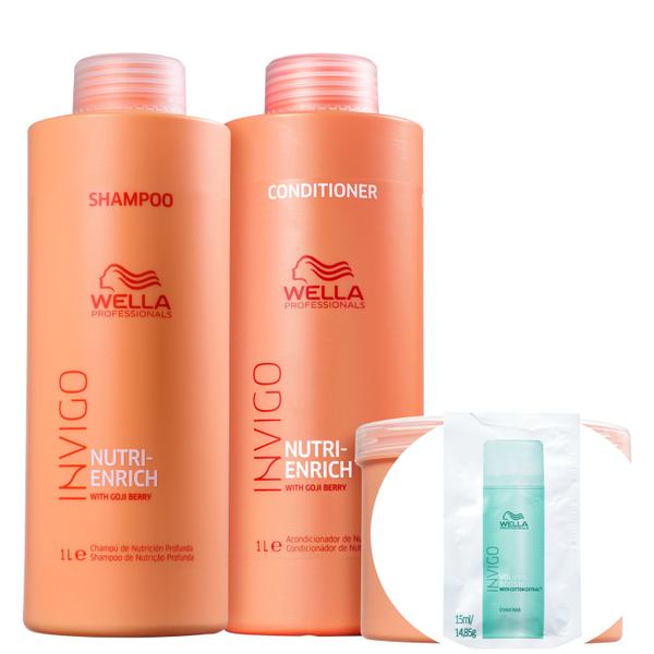 Kit Wella Invigo Nutri-Enrich Salon Trio+Invigo Volume Boost Crystal-Máscara Capilar 15ml - Wella Professionals