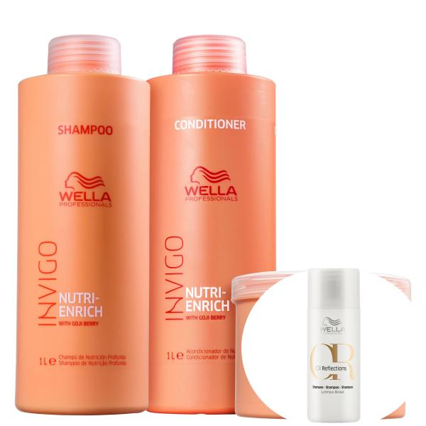 Kit Wella Invigo Nutri-Enrich Salon Trio+Oil Reflections Luminous Reval-Shampoo 50ml - Wella Professionals