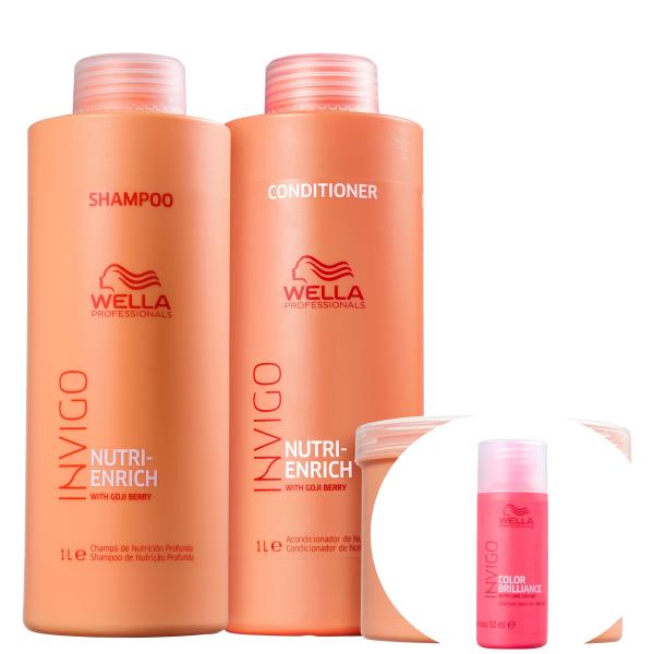 Kit Wella Invigo Nutri-Enrich Salon Trio (3 Produtos)+Invigo Color Brilliance-Shampoo 50ml - Wella Professionals
