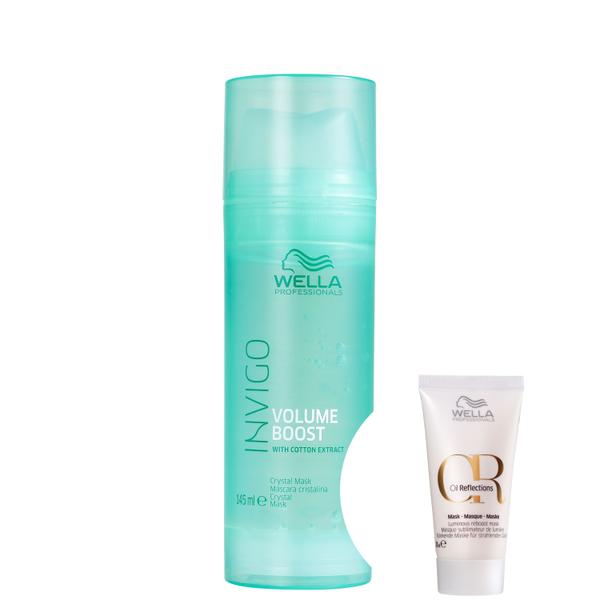Kit Wella Invigo Volume Boost Crystal-Máscara Capilar 145ml+Oil Reflections Luminous Reboost-Máscara - Wella Professionals