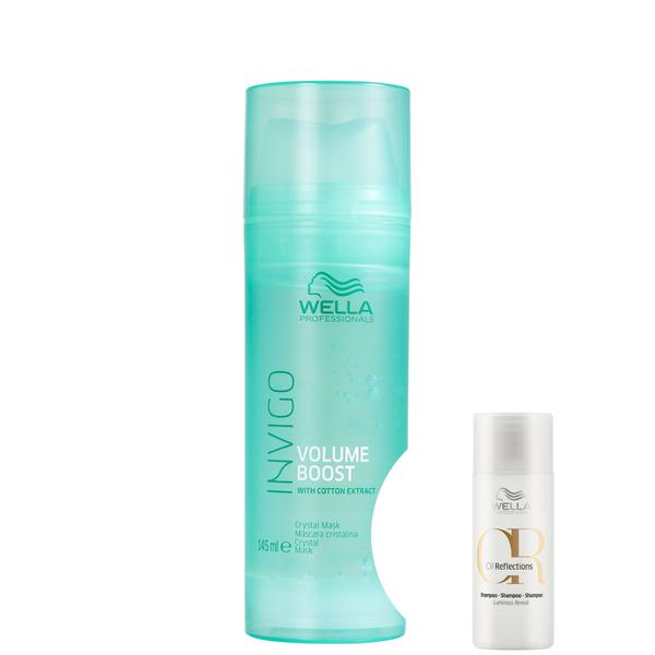 Kit Wella Invigo Volume Boost Crystal-Máscara Capilar 145ml+Oil Reflections Luminous Reval-Shampoo - Wella Professionals