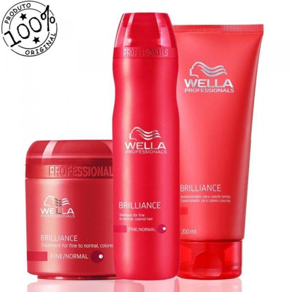 Kit Wella Professionals Brilliance Shampoo 250ml + Condicionador 200ml + Máscara Finos 150ml (3 Prod - Loreal