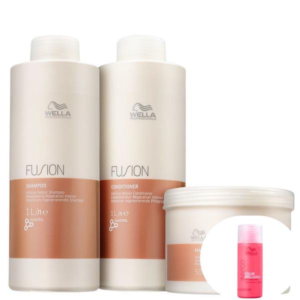 Kit Wella Professionals Fusion Salon Trio (3 Produtos)+Invigo Color Brilliance-Shampoo 50ml