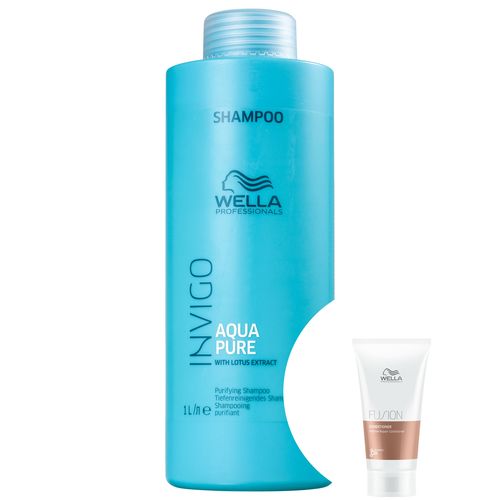 Kit Wella Professionals Invigo Balance Acqua Pure-shampoo Antirresíduos 1000ml+fusion-condicionador