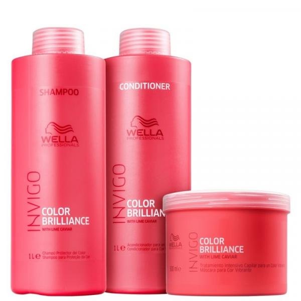 Kit Wella Professionals Invigo Color Brilliance Shampoo 1000ml + Condicionador 1000ml + Máscara 500m