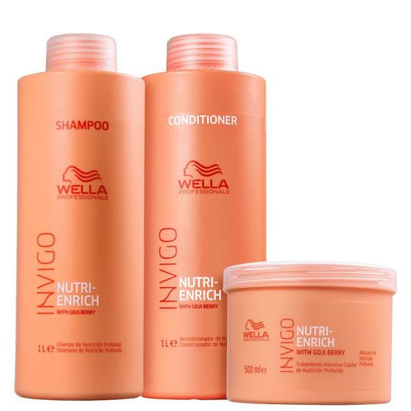 Kit Wella Professionals Invigo Nutri-Enrich Salon Shampoo 1L + Condicionador 1L + Máscara 500ml