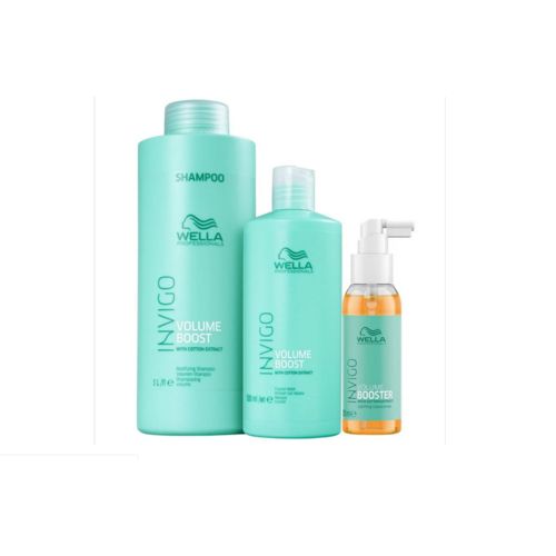 Kit Wella Professionals Invigo Volume Boost Shampoo 1 Litro Máscara 500 G E Booster 100 Ml