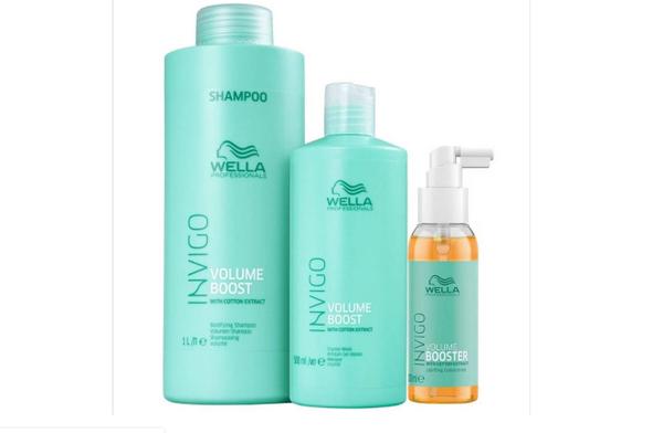 Kit Wella Professionals Invigo Volume Boost Shampoo 1 Litro Máscara 500 G e Booster 100 Ml