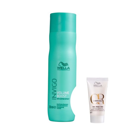 Kit Wella Professionals Invigo Volume Boost-shampoo 250ml+oil Reflections Luminous Reboost-máscara
