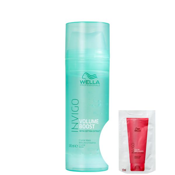 Kit Wella Volume Boost Crystal-Máscara Capilar 145ml+Invigo Color Brilliance Vibrant-Condicionador - Wella Professionals