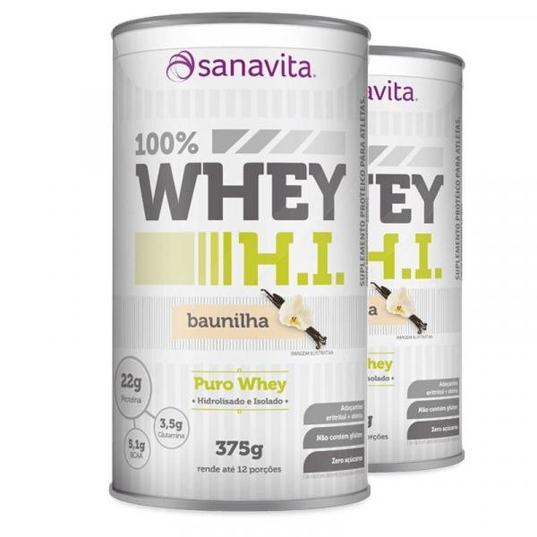 Kit 2 Whey Protein 100 H.I Sanavita Baunilha 375g
