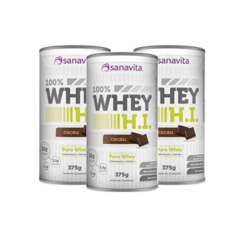 Kit 3 Whey Protein 100% H.i Sanavita Cacau 375g