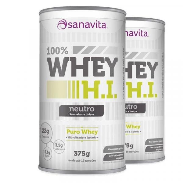 Kit 2 Whey Protein 100 H.I Sanavita Neutro 375g