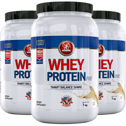 Kit 3 Whey Protein Pre Midway 1kg Baunilha