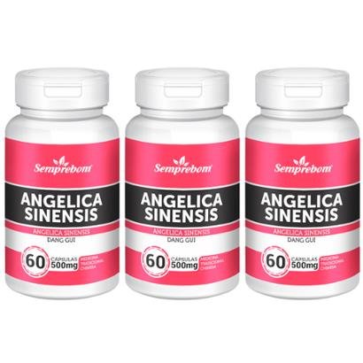 Kit 3x Angelica Sinensis Semprebom 180 Caps 500 Mg