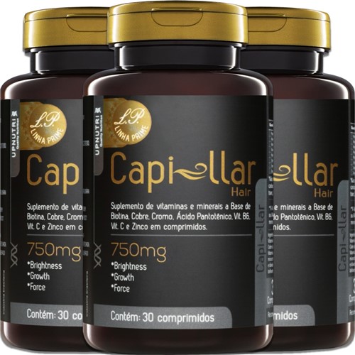 Kit 3x Capillar Hair Biotina 750mg (30 CÃ¡ps) Upnutri - Incolor - Dafiti
