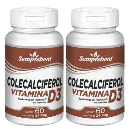 Kit 2x Colecalciferol Vitamina D3 Semprebom 60 Cap. de 240 Mg.