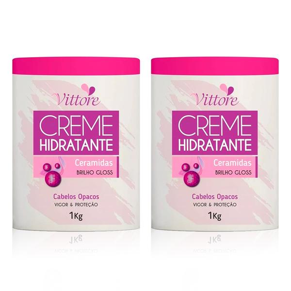 Kit 2x Creme Hidratante Capilar Vittore Ceramidas Brilho Gloss Cabelos Opacos 1kg