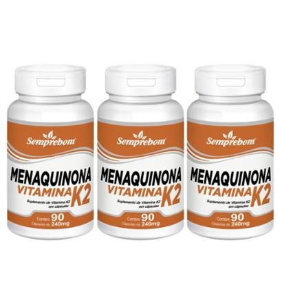 Kit 3x Menaquinona Vitamina K2 Semprebom 90 Cap. de 240 Mg.