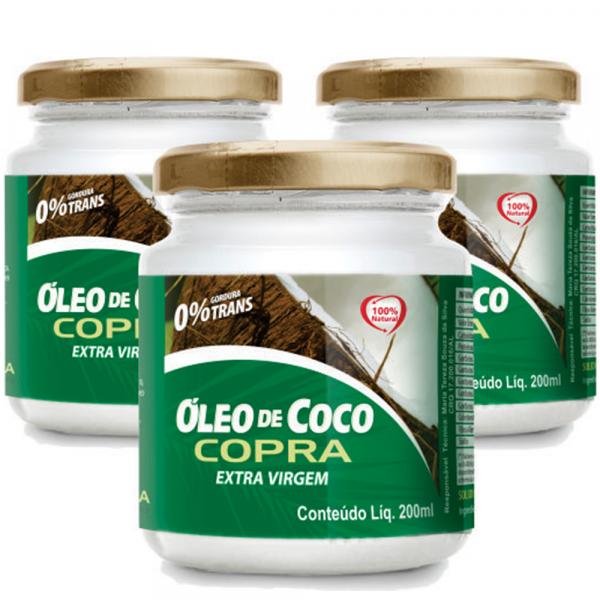 Kit 3x Óleo de Coco Extra Virgem - 200ml - Copra