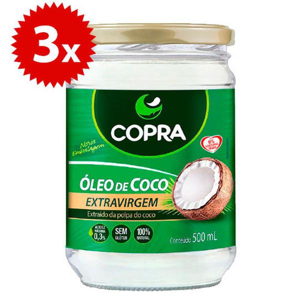 Kit 3x Oleo de Coco Extra Virgem 500ml Copra