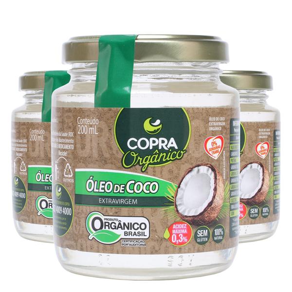 Kit 3x Óleo de Coco Extra Virgem Orgânico - 200ml - Copra