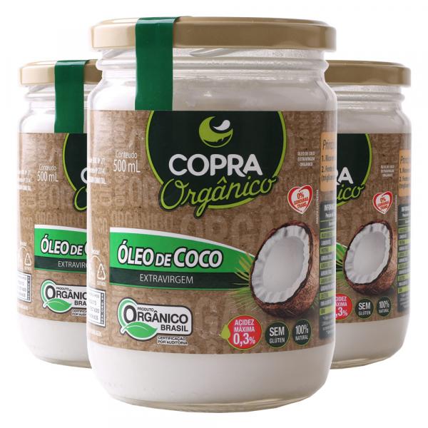 Kit 3x Óleo de Coco Extra Virgem Orgânico - 500ml - Copra