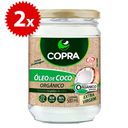 Kit 2x Oleo de Coco Orgânico Extra Virgem 500ml Copra