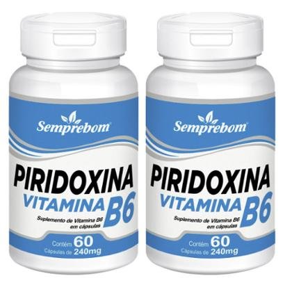 Kit 2x Piridoxina Vitamina B6 Semprebom 60 Cap. de 240 Mg.