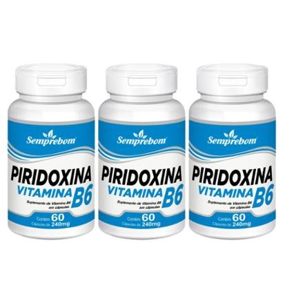 Kit 3x Piridoxina Vitamina B6 Semprebom 60 Cap. de 240 Mg.