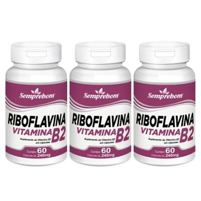 Kit 3x Riboflavina Vitamina B2 Semprebom 60 Cap. de 240 Mg.