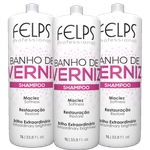 Kit 3x Shampoo Tratamento - Felps XMIX Banho De Verniz Shampoo 1l