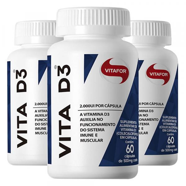 Kit 3x Vita D3 2000 UI (500mg) 60 Cápsulas - Vitafor