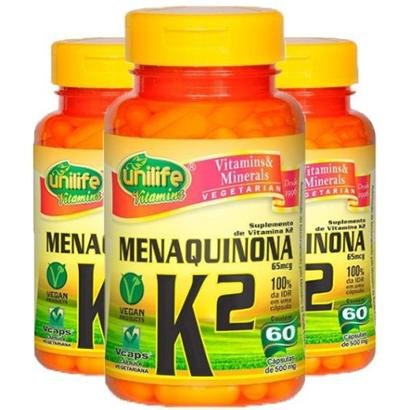 Kit 3x Vitamina K2 (Menaquinona) 60 Cápsulas Unilife