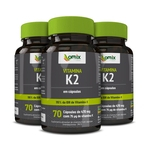 Kit 3x Vitamina K2 - MK7 - 70 cápsulas - Omix