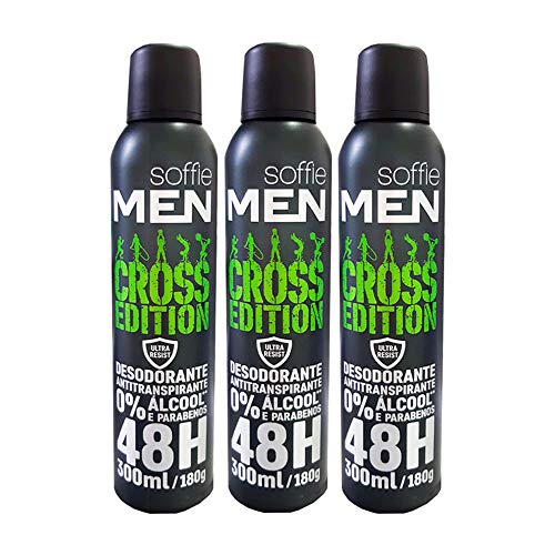 Kit 3x300mL Soffie Men Cross Edition 48h Desodorantes Aero