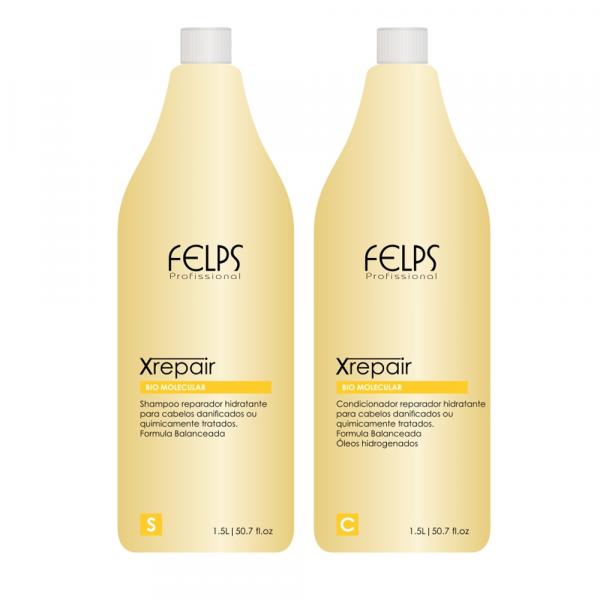 Kit Xrepair Bio Molecular Felps Profissional Shampoo e Condicionador 1,5L