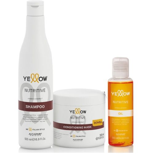 Kit Yellow Nutritive Shampoo 500ml e Mascara 500ml e Oil 120ml