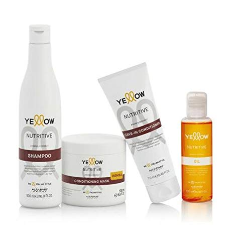 Kit Yellow Nutritive Shampoo 500ml+Mascara 500ml+Oil 120ml+Leaven-in Conditioner 250ml