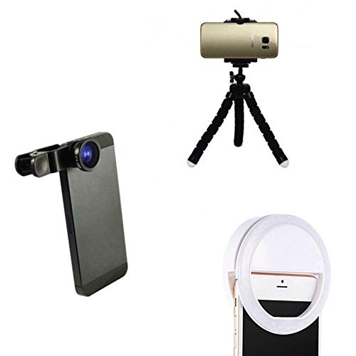 Kit Youtuber 3 Mini Tripe Luz de Selfie Lente Olho de Peixe