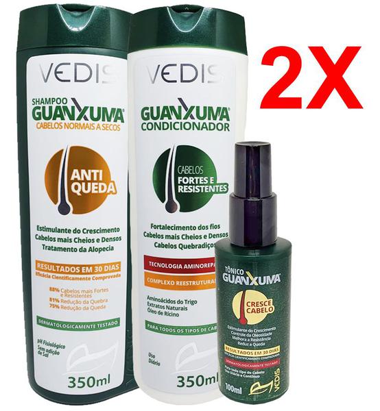 2 Kits Guanxuma Condicionador Shampoo e Tônico Capilar Vedis