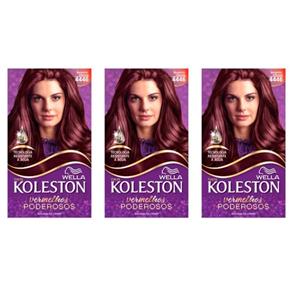 Koleston Coloração Capilar 4446 Borgonha Vibrante - Kit com 03