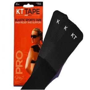KT Tape Pro 3 Tiras Sintética Pre Cortadas Preta