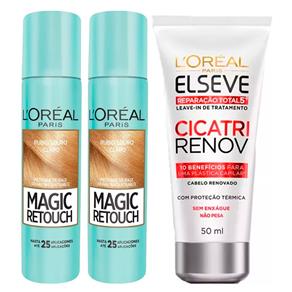 L?Oréal Paris Magic Retouch + Ganhe Cicatri Renov Kit - Leave-In + 2 Corretivos Capilar Louro Claro Kit