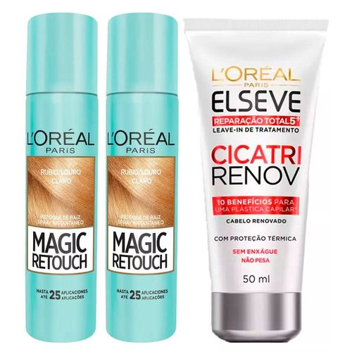 L’oréal Paris Magic Retouch + Ganhe Cicatri Renov Kit - Leave-in + 2 Corretivos Capilar Louro Claro
