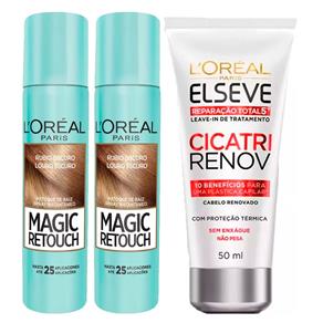 L?Oréal Paris Magic Retouch + Ganhe Cicatri Renov Kit - Leave-In + 2 Corretivos Capilar Louro Escuro Kit